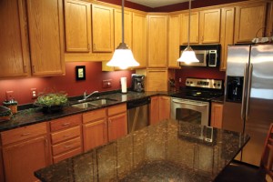 Kitchen with granite countertops