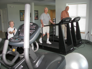 Working out in fitness center